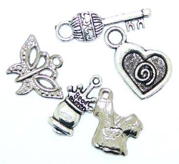 Charm Mix Assorted Antique silver 50 pcs