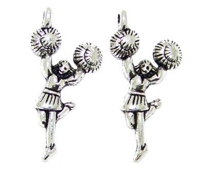Charm Cheer Leader 28x18mm Antique silver - 1pc