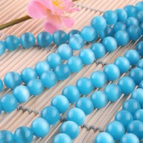 Sky Blue 6mm Cats Eye Bead - sold per bead