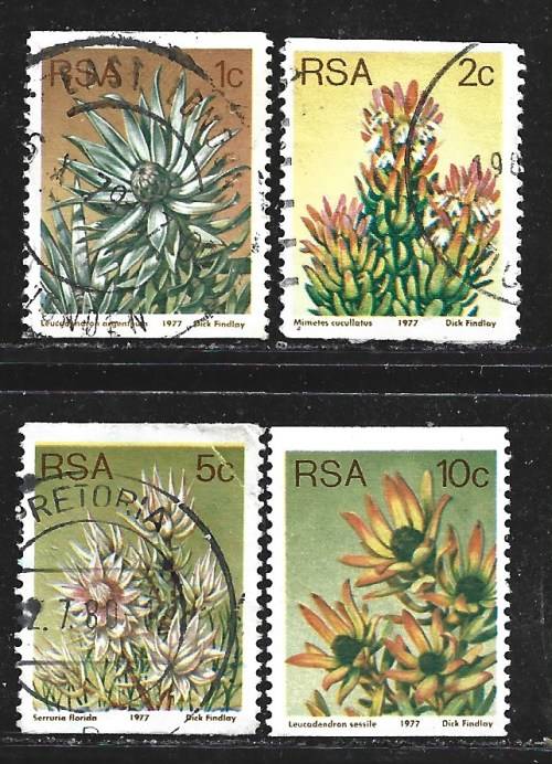 South Africa 1977 3rd Definitive Proteas Coils Very Difficult To Get Postal Complete Used Set 1162