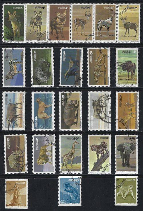 South West Africa 1980 Animal Wildlife Sc447-63 556-7 Complete Set 21 Values Used PC0171