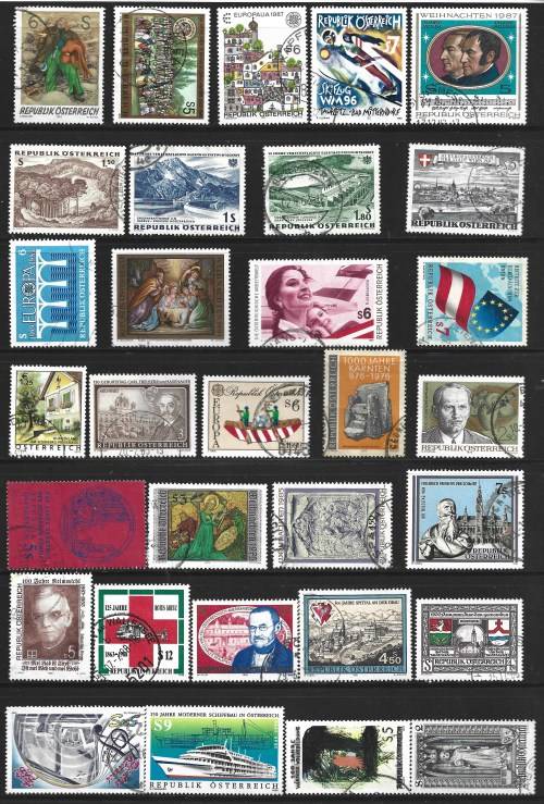 Austria Collection Collection Over 130 Used stamps Part Set + Miniature Sheet & Used Postcard PC0269