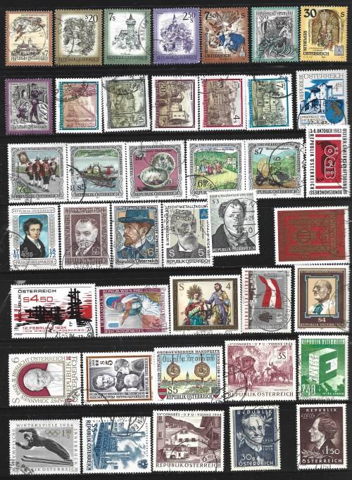 Austria Collection Collection Over 130 Used stamps Part Set + Miniature Sheet & Used Postcard PC0269