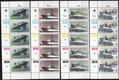 SOUTH AFRICA 1982 25 ANNIV. SIMONSTOWN NAVAL BASE COMPLETE SET OF CONTROL BLOCKS UNMOUNTED MINT