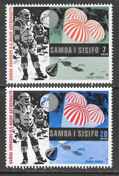 SAMOA I SISIFO 1969 SPACE  FIRST MAN ON THE MOON SG#330-31 COMPLETE UNMOUNTED MINT SET