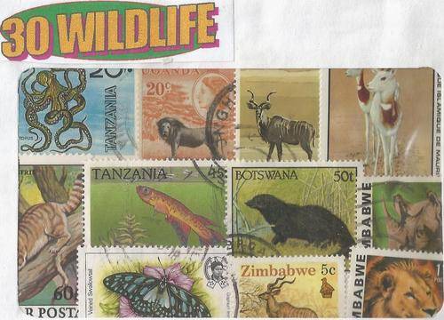 CHARITY STAMP PACKET WILDLIFE 30 STAMPS