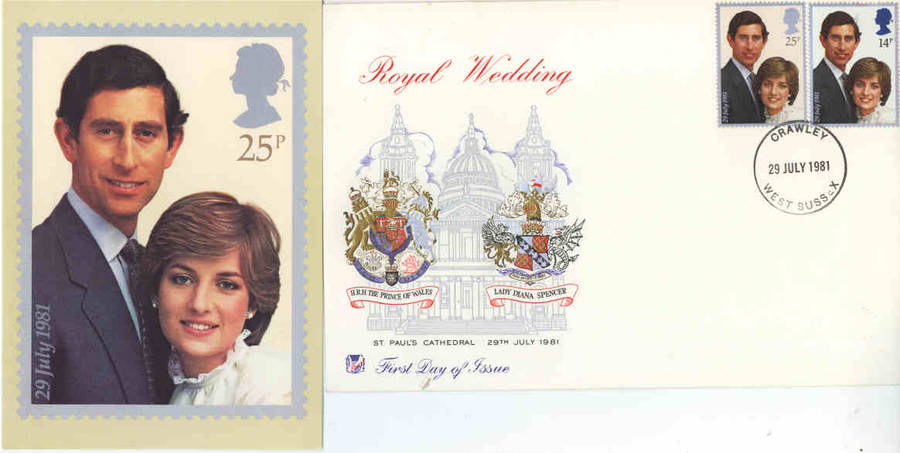 LADY DIANA ROYAL WEDDING FIRST DAY COVER + POSTCARD
