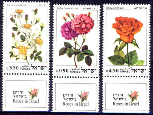 ISRAEL - ROSES SG# 821-3 WITH TAGS COMPLETE UNMOUNTED MINT