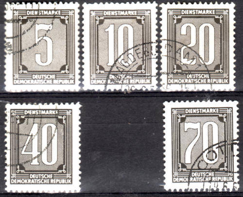 GERMANY DDR 1956 COMPLETE USED SET # EO257-61 POSTAGE DUE