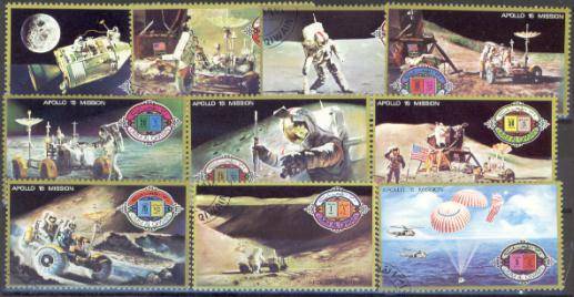 UMM AL QIWAIN 1971 SPACE APOLLO 15 FLIGHT COMPLETE USED SET