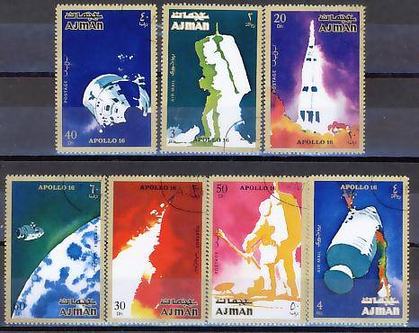 AJMAN 1972 SPACE FLIGHT APOLLO 16 COMPLETE CTO USED SET