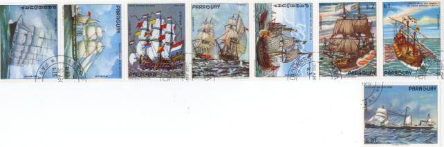 PARAGUAY SAILING SHIPS IN A STRIP TRANSPORT COMPLETE CTO SET USED BoB1083