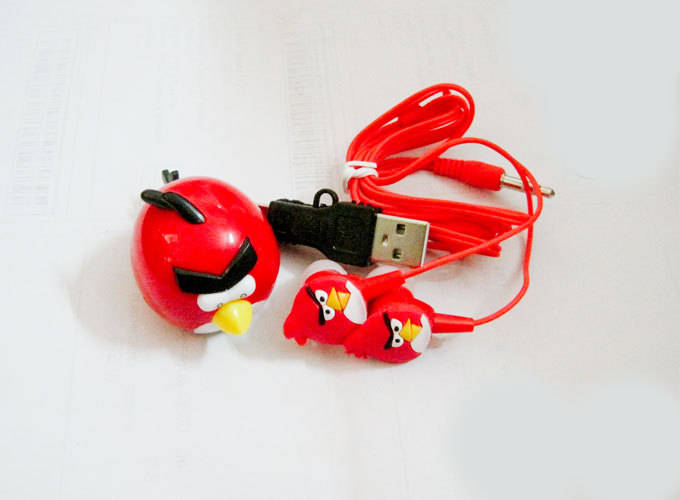 Angry Birds Style MP3 Player with Matching Earbuds (RED)