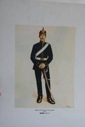 RARE PRINT BY ARTIST T. BUTLER OF ARMY UNIFORMS USED IN SA - ARTILLERY OF THE ORANGE FREE STATE
