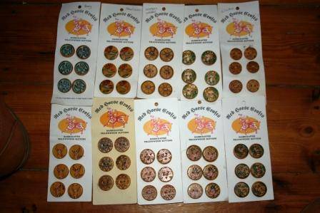 Vintage Handmade Yellow Wood Buttons from former Ciskei (10 unique sets of 6 buttons)