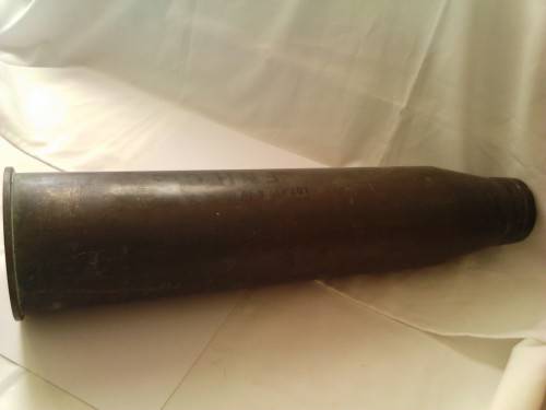 84mm empty shell (know as 20 pounder) used in Heavy tanks- 1948 to 1970s, see below for more info.