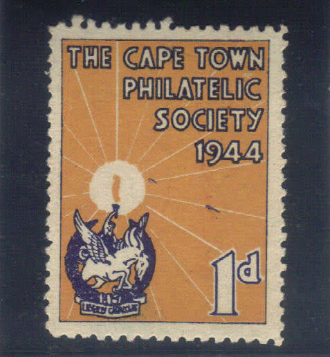 SCARCE MINT(NH) 1d STAMP ''THE CAPE TOWN PHILATELIC SOCIETY 1944'' HIGHLY COLLECTABLE, GOOD VALUE.