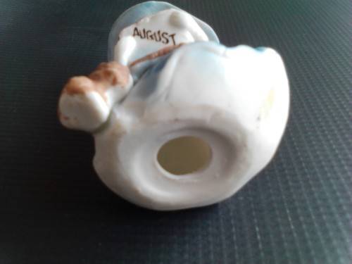 PORCELAIN FIGURINE - AUGUST GIRL, ORIGIN UNCERTAIN -READ BELOW.