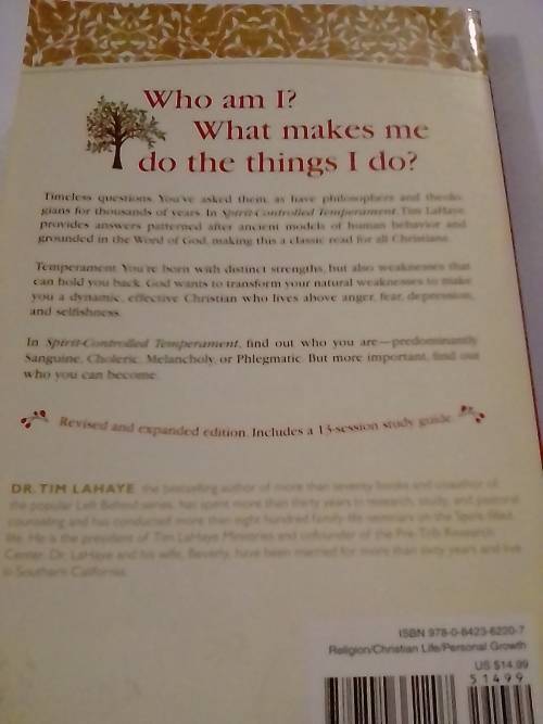 # `SPIRIT-CONTROLLED TEMPERAMENT` - BY TIM LAHAYE - SEE and READ BELOW FOR INFO