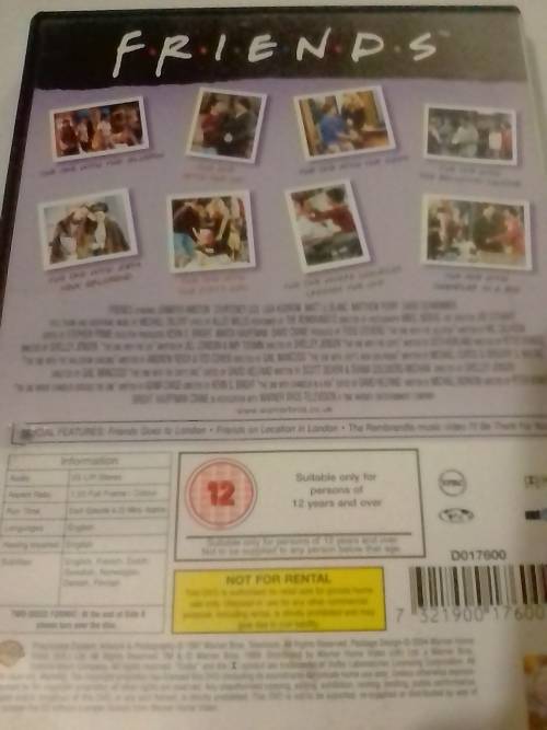 `F.R.I.E.N.D.S` - SERIES 4 - EPISODES 1-8 , SEE and READ BELOW FOR INFO.