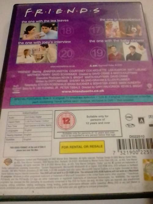 `F.R.I.E.N.D.S` - SERIES 8 - EPISODES 17-20 , SEE and READ BELOW FOR INFO.