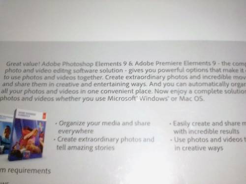 `ADOBE PHOTOSHOP ELEMENTS 9 and PREMIERE ELEMENTS 9` - INCLUDE 4 DVD`s - PLEASE READ BELOW FOR INFO