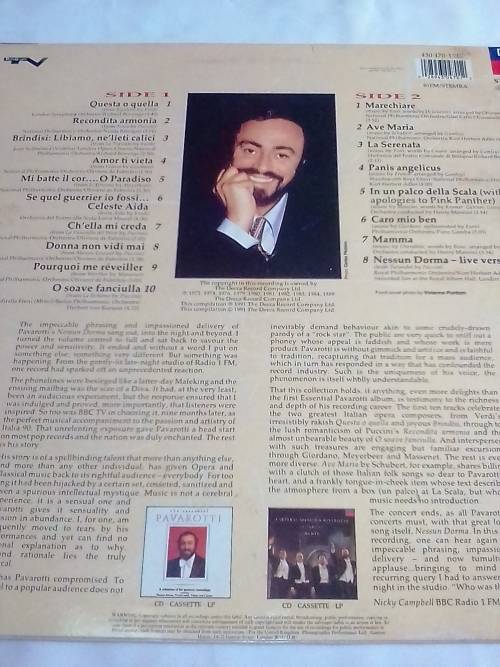LUCIANO PAVAROTTI  (GREATEST RECORDINGS) Vinyl in excellent condition - SEE AND READ BELOW.