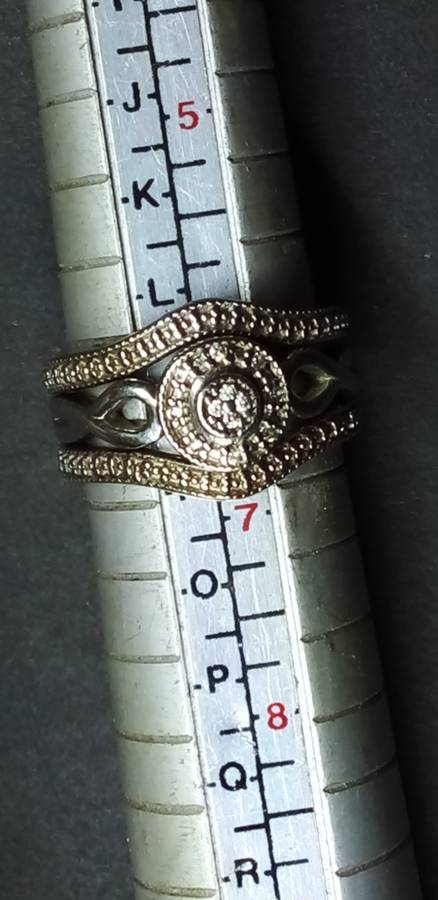 STUNNING STERLING SILVER 3 PIECE DRESS RING SET - SIZE M - PLEASE READ BELOW FOR INFO.