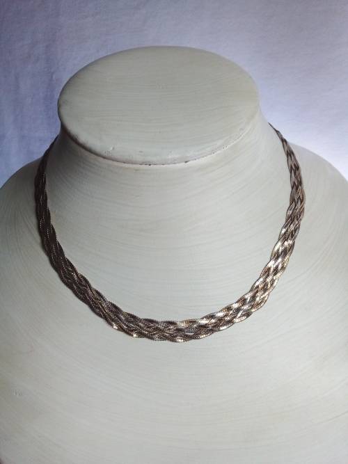 STUNNING ELEGANT ITALIAN MILOR .925 STERLING SILVER FLAT 3 TONE NECKLACE- 46cm LONG - WEIGHT 18.2g.