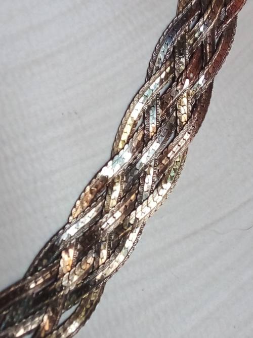 STUNNING ELEGANT ITALIAN MILOR .925 STERLING SILVER FLAT 3 TONE NECKLACE- 46cm LONG - WEIGHT 18.2g.