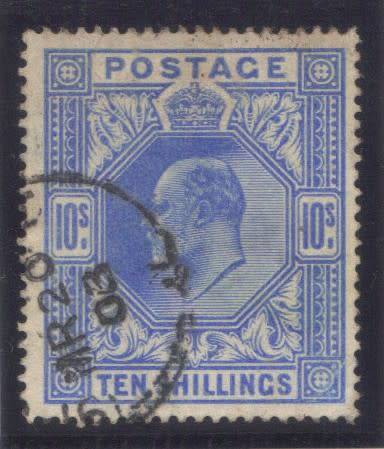 1902 KE VII - 10/ - DE LA RUE - SG. 265 - SUPERB USED - CV. 520 POUNDS - SEE AND READ BELOW.