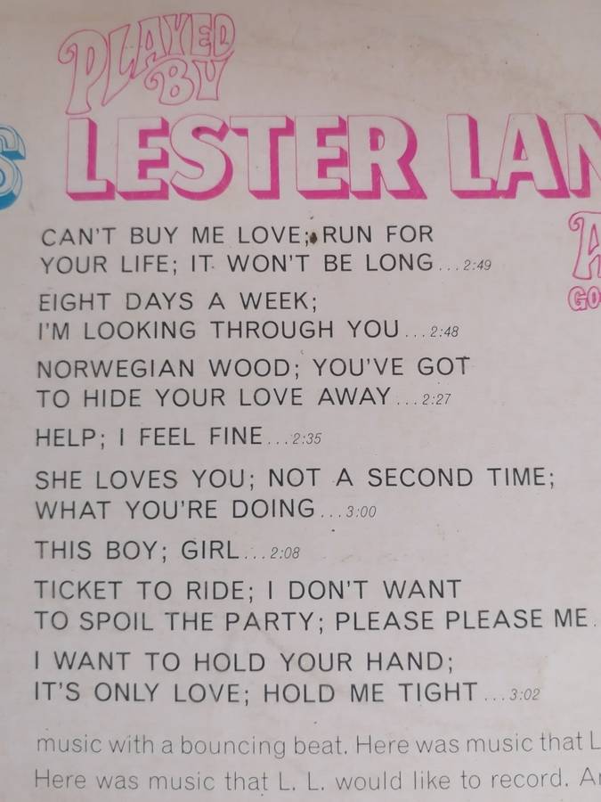 40 BEATLES HITS (BY LESTER LANIN) - VINYL IN GOOD CONDITION - SEE BELOW FOR INFO.