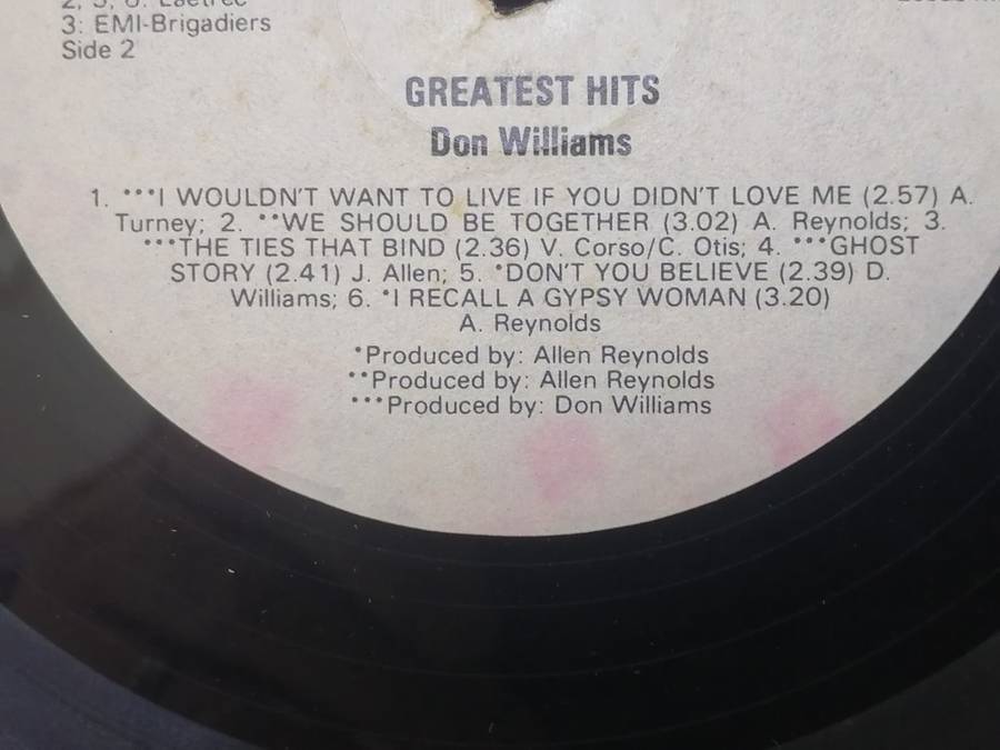 DON WILLIAMS (GREATEST HITS) - VINYL IN VERY GOOD COND. - SEE BELOW FOR INFO