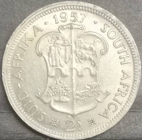 *Crazy Start!!* 1957 South-Africa/Suid-Afrika 2 Shilling
