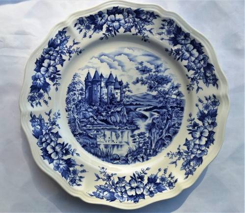 Vintage French Porcelain Plates - Castle Sarreguemines