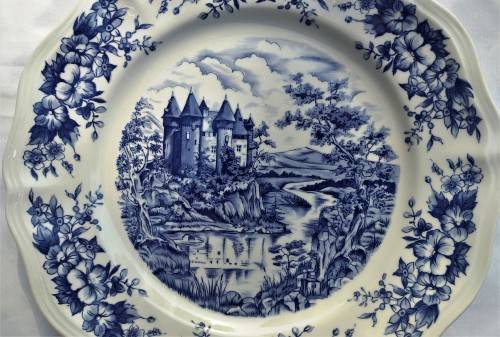 Vintage French Porcelain Plates - Castle Sarreguemines