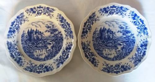 Vintage French Porcelain Plates - Castle Sarreguemines