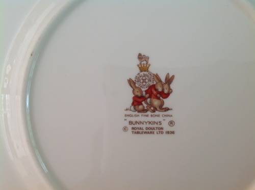 RARE Royal Doulton Adult Bunnykins Breakfast Time Plate Perfect Condition!
