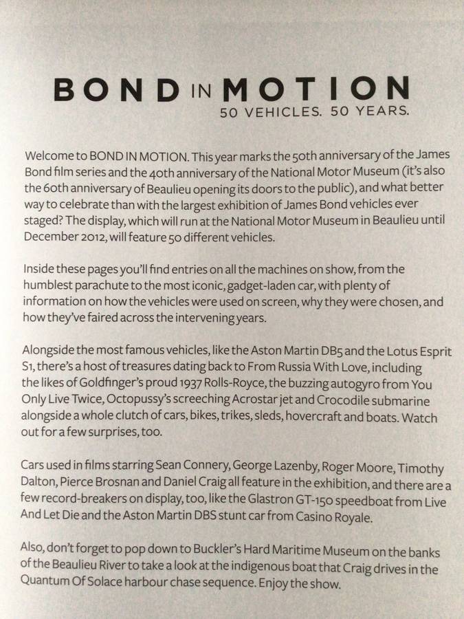 BOND IN MOTION James Bond Vehicles Large Softcover!