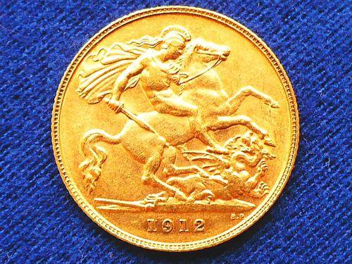 KING GEORGE V 1912 HALF SOVEREIGN SOLID 22CT GOLD COIN!