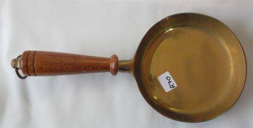 Vintage Solid Brass Pan with Wooden Handle