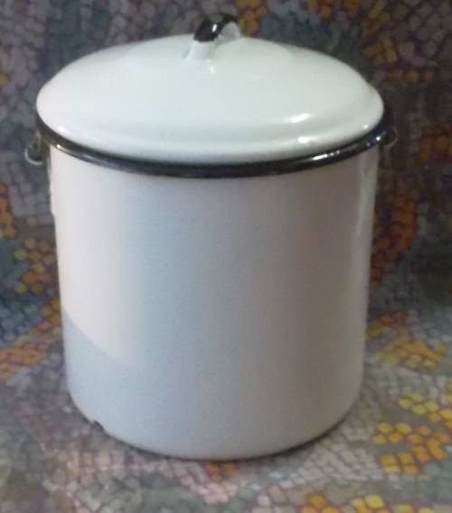 Vintage White Enamel Billycan