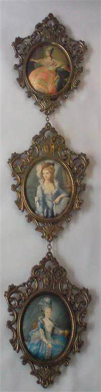 Vintage Italian Metal / Brass Silk Pictures