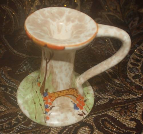Art Deco 1930s Bewley Pottery Hand Painted Candle Holder