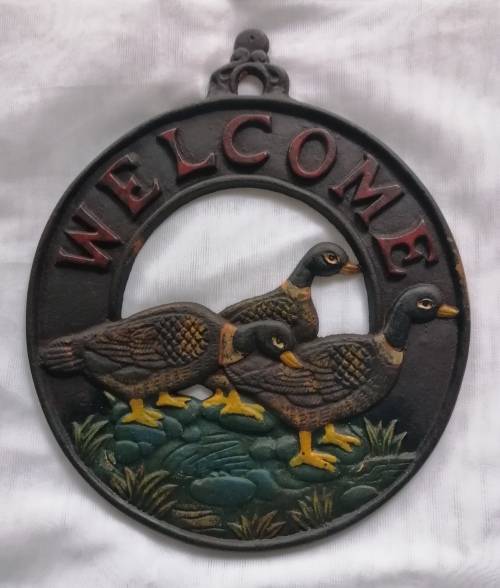 WELCOME CAST IRON PLAQUE