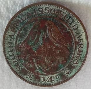 1950  1/4 D South African  Coin