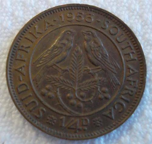 1953  quarter penny South African  coin