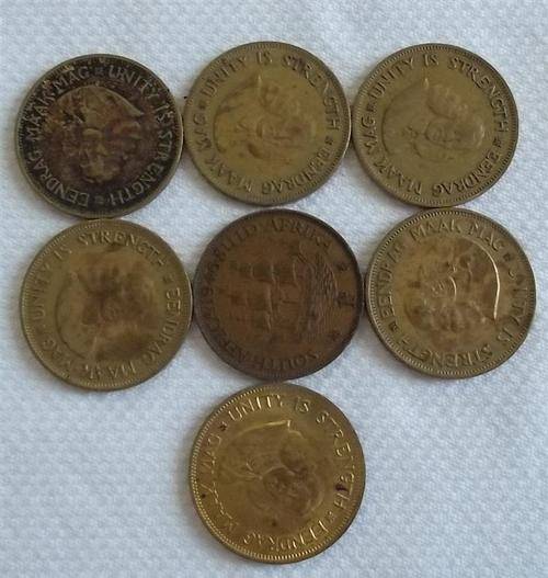 1960's  Bag of 7   1 cent  South Africa Coins