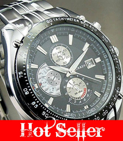 Curren M928A Mens Aviation / Aviator Stylish Designer Black Sports Watch