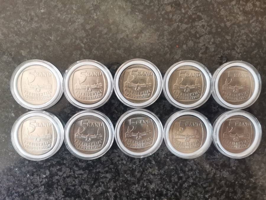10 x 1994 Presidential Inauguration R5 Coins - Bid per coin to take the lot
